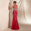 High Neck Red Heavily Beaded Mermaid Evening Prom Dresses, Evening Party Prom Dresses, 12071
