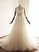 High Neck See Through A-line Lace Long Custom Cheap Wedding Bridal Dresses, WD298