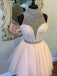 High Neck See Through Rhinestone Cute Pink Homecoming Dresses 2018, CM496