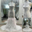 High Neck See Through Sheath Lace Open Back Wedding Dresses, WD0135