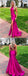 Hot Pink Mermaid Halter Side Slit Cheap Long Prom Dresses Online,12392