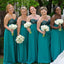 Hunter Green Custom Sweetheart Chiffon Long Cheap Bridesmaid Dresses Online, WG340