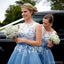 Illusion Light Blue Lace Applique Cheap Short Bridesmaid Dresses Online, WG330