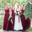 Jewel Cap Sleeves Dark Red Chiffon Floor Length Cheap Bridesmaid Dresses Online, WG560