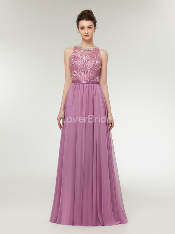 Jewel Purple Beaded Cheap Long Evening Prom Dresses, Evening Party Prom Dresses, 12001