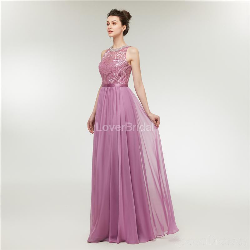 Jewel Purple Beaded Cheap Long Evening Prom Dresses, Evening Party Prom Dresses, 12001