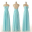 Junior Off Shouler V-neck Blue Chiffon Formal A Line Floor-Length Wedding Party Dresses for Bridesmaid, WG56