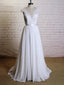 Lace Cap Sleeves V Neck Cheap Beach Wedding Dresses Online, WD375