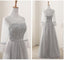 Lace Grey Mismatched Styles Chiffon Floor-Length Formal Long Bridesmaid Dresses, Affordable Custom Long Bridesmaid Dresses BD18001