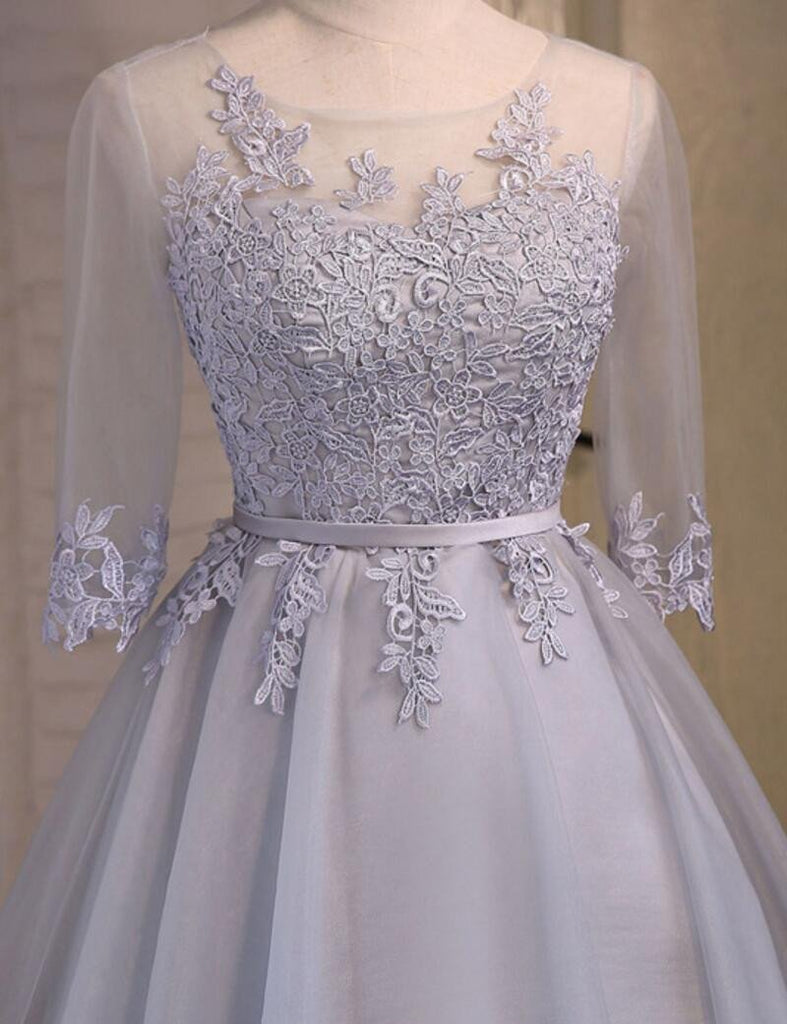 Lace Long Sleeve See Through Open Back Homecoming Prom Dresses, Affordable Short Party Prom Dresses, Perfect Homecoming Dresses, CM284