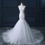 Lace Scoop Neckline Long Tull Tail Mermaid Wedding Bridal Dresses, Cheap Custom Made Wedding Bridal Dresses, WD280