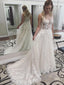 Lace See Through Cheap Wedding Dresses, Bateau A-line Bridal Dresses, WD433