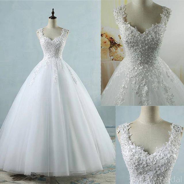 Lace Straps A-line  Lace Beaded Cheap Wedding Dresses Online, Cheap Bridal Dresses, WD502