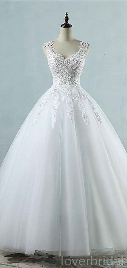 Lace Straps A-line  Lace Beaded Cheap Wedding Dresses Online, Cheap Bridal Dresses, WD502