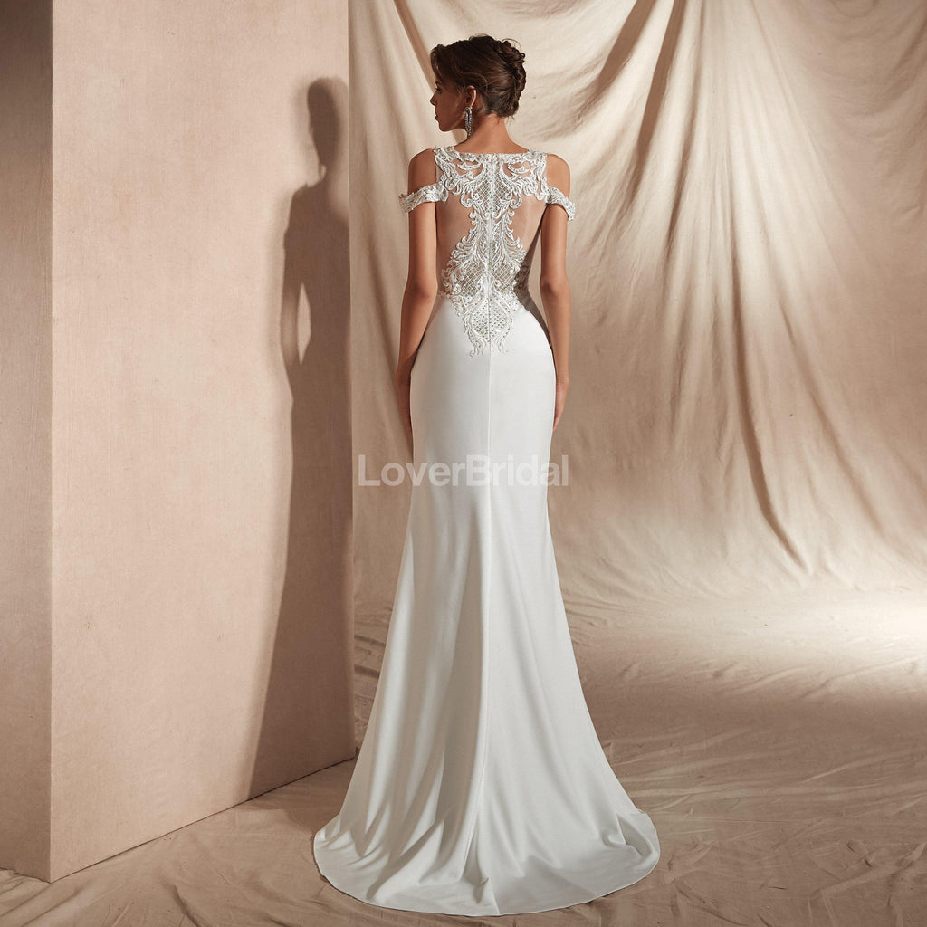 Lace Straps Mermaid Cheap Wedding Dresses Online, Cheap Unique Bridal Dresses, WD581