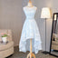 Light Blue Scoop Neckline Lace High Low Homecoming Prom Dresses, Affordable Short Party Prom Sweet 16 Dresses, Perfect Homecoming Cocktail Dresses, CM327