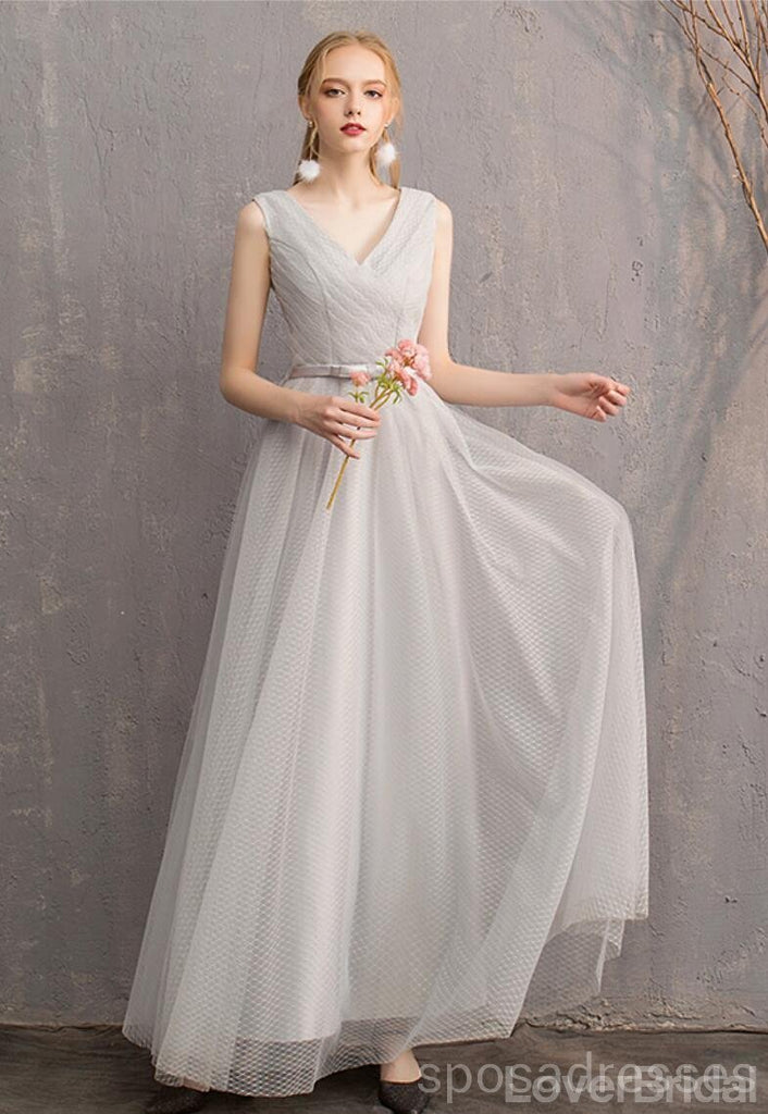 Light Gray Floor Length Mismatched Cheap Bridesmaid Dresses Online, WG545