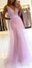 Light Purple Mermaid V-neck Long Prom Dresses,Evening Dresses,12900