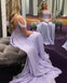 Lilac Off Shoulder Chiffon Lace Beaded Long Evening Prom Dresses, 17521