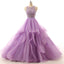 Lilac Organza Illusion A-line Cheap Evening Prom Dresses, Sweet 16 Dresses, 17492