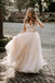 Long A-line Off Shoulder V-neck Sleeveless Lace Wedding Dresses,WD753