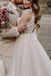 Long A-line Off Shoulder V-neck Sleeveless Lace Wedding Dresses,WD753