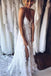 Long A-line Straps v-neck Side Slit Lace Wedding Dresses Online,WD741