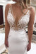 Long Mermaid See Through V-neck Backless Lace Wedding Dresses,WD763