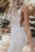 Long Mermaid Sleeveless V-neck Backless Lace Wedding Dresses Online,WD733