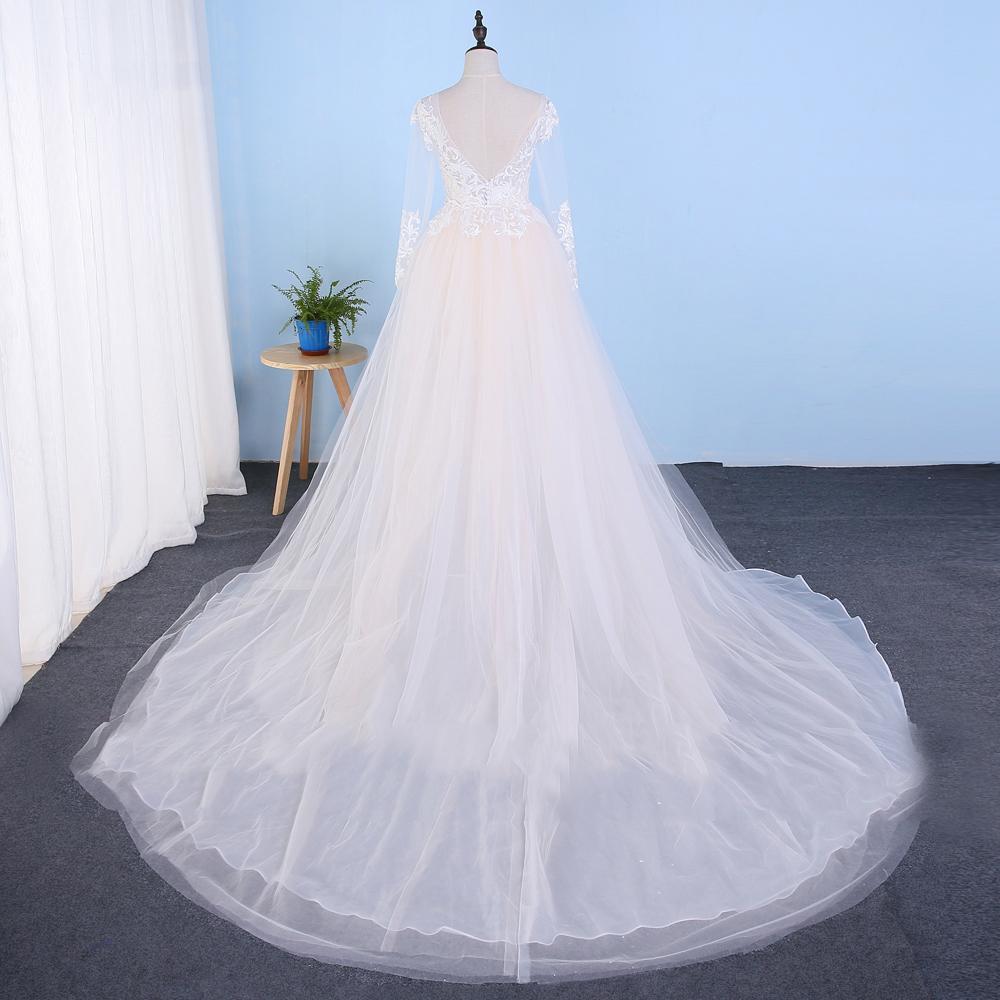 Long Sleeve Detachable Skirt Lace Mermaid Wedding Bridal Dresses, Cheap Custom Made Wedding Bridal Dresses, WD275