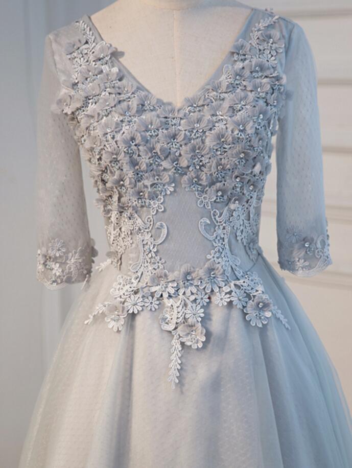 Long Sleeve Gary Lace See Through Homecoming Prom Dresses, Affordable Short Party Prom Dresses, Perfect Homecoming Dresses, CM271