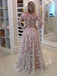 Long Sleeve Lace Off Shoulder A Line Long Custom Evening Prom Dresses, 17435