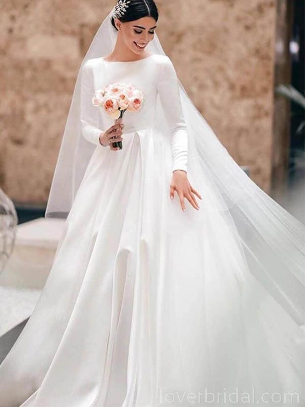 Long Sleeves A-line Long Wedding Dresses Online, Cheap Bridal Dresses, WD542