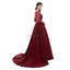 Long Sleeves Dark Red Heavily Beaded Evening Prom Dresses, Evening Party Prom Dresses, 12100