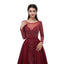 Long Sleeves Dark Red Heavily Beaded Evening Prom Dresses, Evening Party Prom Dresses, 12100