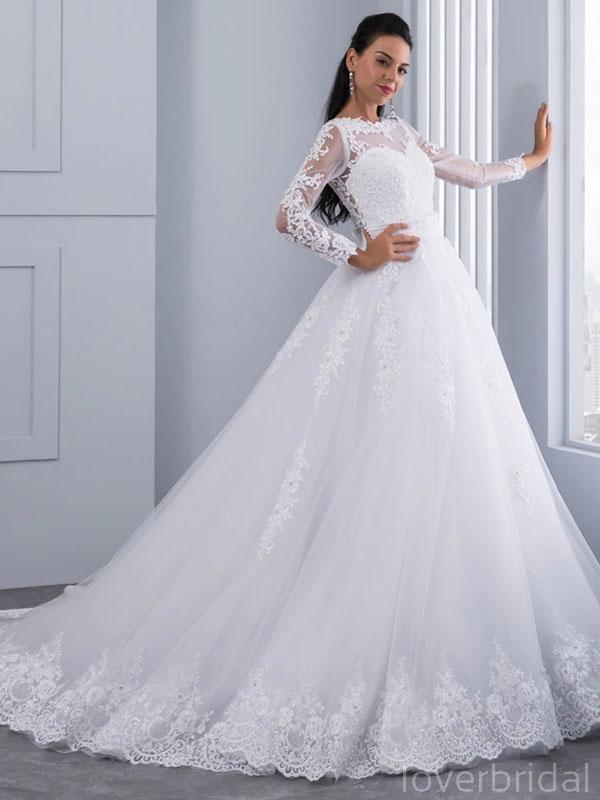 Long Sleeves Detachable Lace Cheap Wedding Dresses Online, Cheap Bridal Dresses, WD498