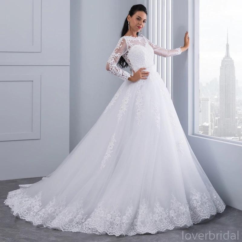 Long Sleeves Detachable Lace Cheap Wedding Dresses Online, Cheap Bridal Dresses, WD498