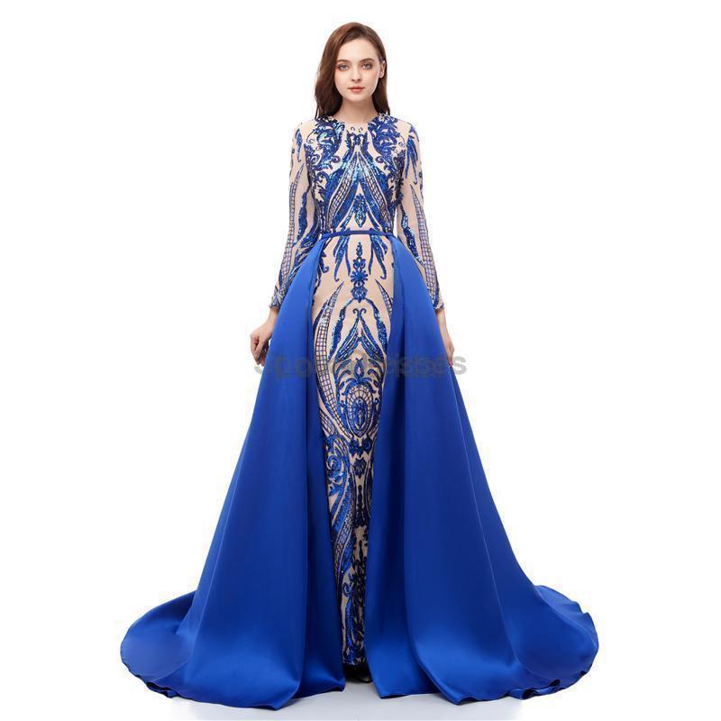 Long Sleeves Detachable Sparkly Sequin Evening Prom Dresses, Evening Party Prom Dresses, 12106