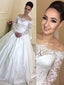 Long Sleeves Embroidery Lace A line Cheap Wedding Dresses Online, WD417