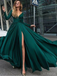 Long Sleeves Emerald Green Evening Prom Dresses, Cheap Sweet 16 Dresses, 18305