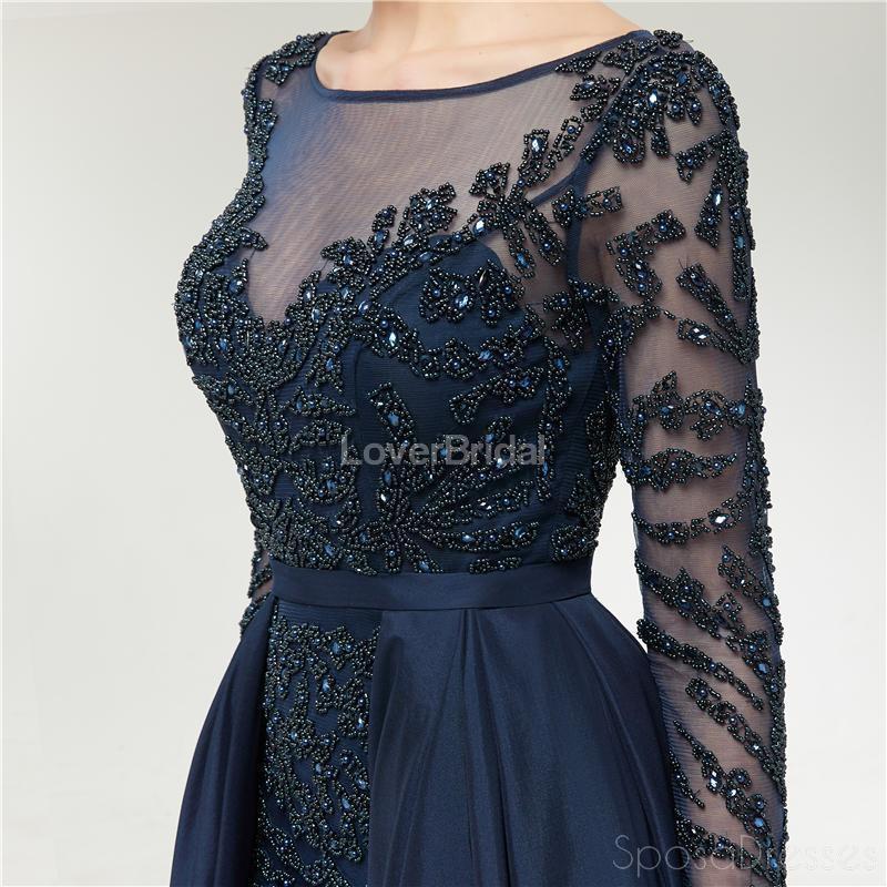Long Sleeves Heavily Beaded Cheap Long Evening Prom Dresses, Evening Party Prom Dresses, 12004