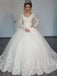 Long Sleeves Lace Ball Gown Wedding Dresses Online, Cheap Lace Bridal Dresses, WD447