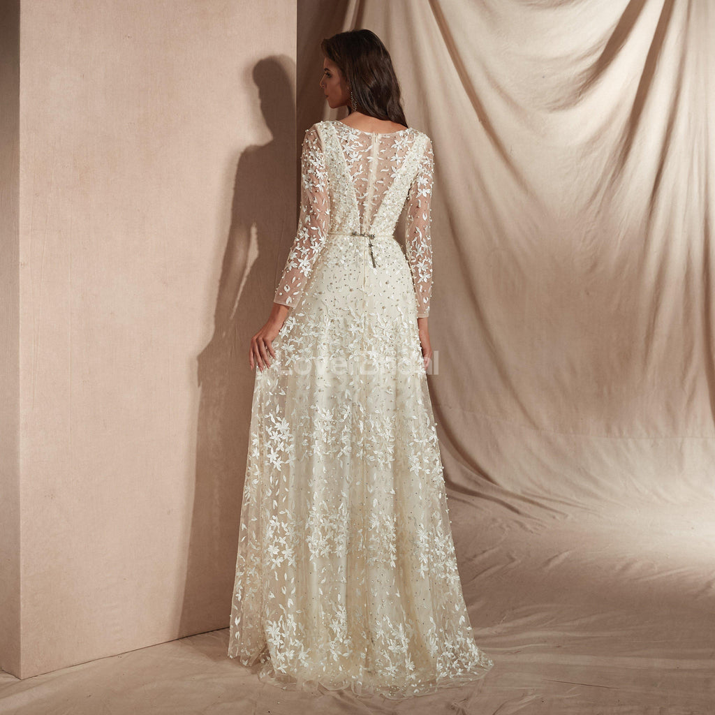 Long Sleeves Lace Cheap Wedding Dresses Online, Cheap Unique Bridal Dresses, WD578