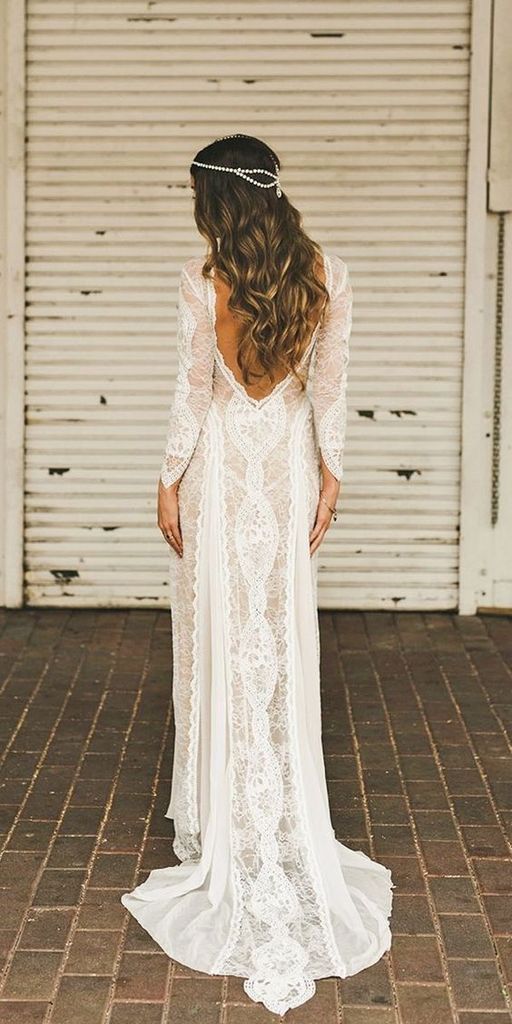 Long Sleeves Lace Mermaid Long Wedding Dresses Online, Cheap Bridal Dresses, WD532