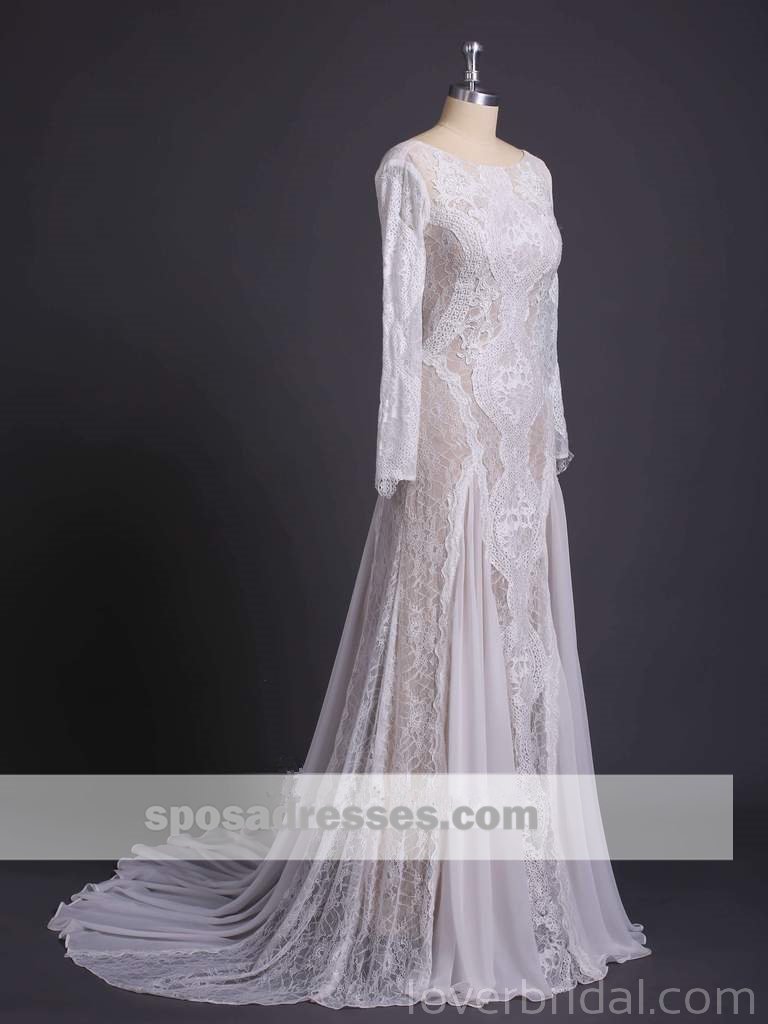 Long Sleeves Lace Mermaid Long Wedding Dresses Online, Cheap Bridal Dresses, WD532