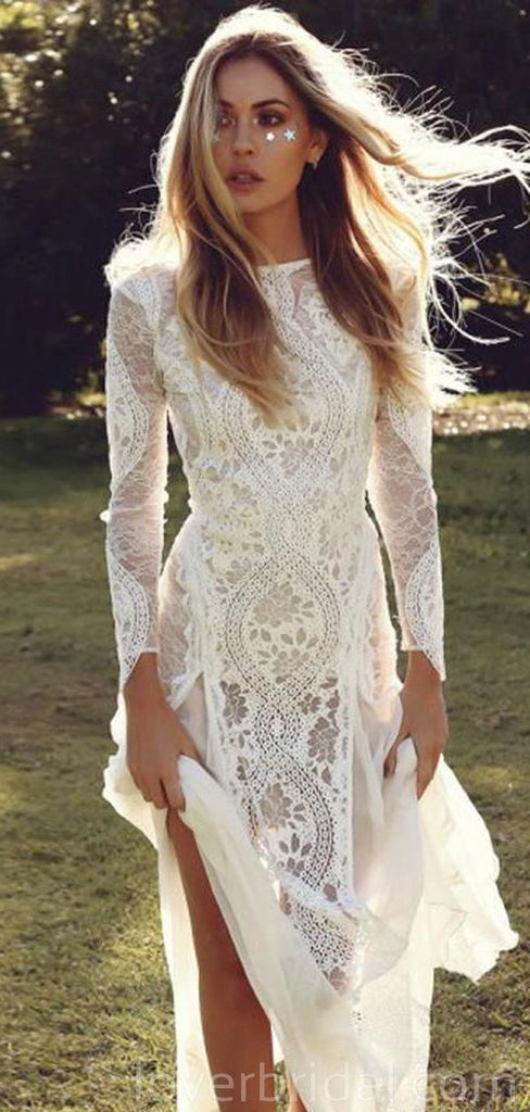 Long Sleeves Lace Mermaid Long Wedding Dresses Online, Cheap Bridal Dresses, WD532