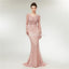 Long Sleeves Lace Mermaid Peach Evening Prom Dresses, Evening Party Prom Dresses, 12020