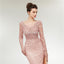 Long Sleeves Lace Mermaid Peach Evening Prom Dresses, Evening Party Prom Dresses, 12020