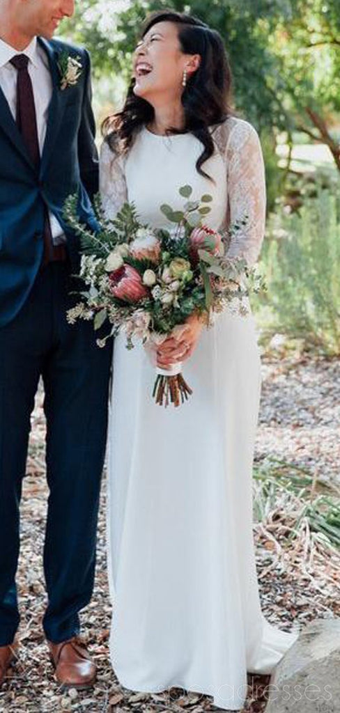 Long Sleeves Lace Unique Cheap Wedding Dresses Online, Cheap Bridal Dresses, WD487