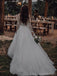 Long Sleeves See Through A-line Long Wedding Dresses Online, Cheap Bridal Dresses, WD536